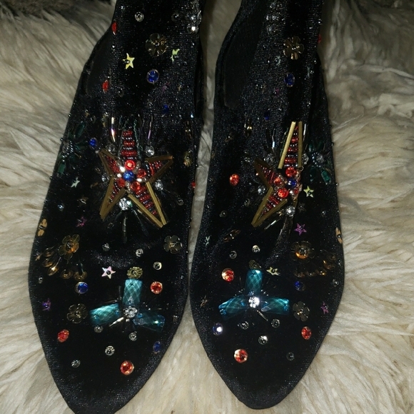 Embellished Black Ankle Boots - Picture 5 of 7